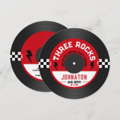 3ロックビニール記録岩nロール3日の誕生日 招待状 (正面/裏面)