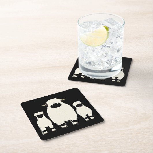 3ヴァレブラックノーズ連続ヒツジ スクエアペーパーコースター (インサイチュ)