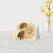 3ヴィンテージ考え天使のグリーティングカード カード (黄色い花)