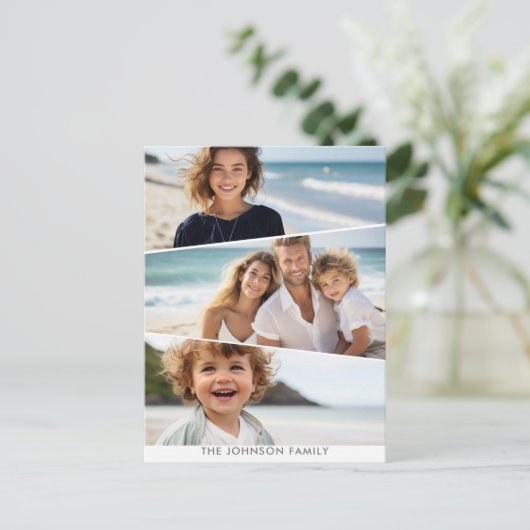 3不均等なコラージュ – ファンキー四辺形アート ポストカード (スタンド正面)