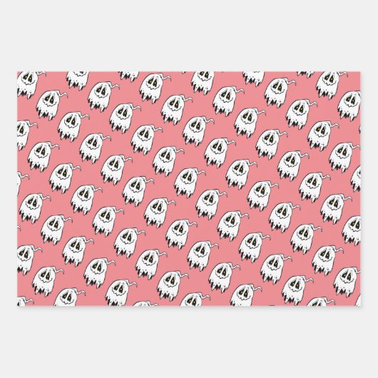 3不気味色のハロウィーン幽霊 ラッピングペーパーシート (正面3)