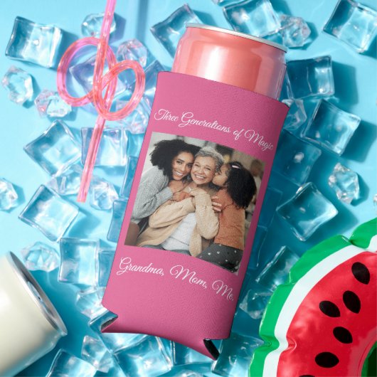 3世代の愛のおばあちゃん、母、私の写真 スリム缶クーラー (インサイチュ 夏)