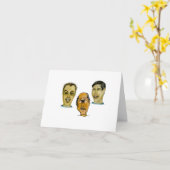 3人おもしろいと2人が笑っている カード (黄色い花)