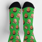 3人おもしろいのパーソナライズされたパパフォトグリーン ソックス (上部)