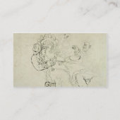 3人および女性の飲むこと(ペン及びインクおよびw/c 名刺 (裏面)