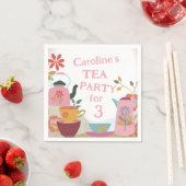 3人お洒落女の子のお茶誕生日 スタンダードカクテルナプキン (インサイチュ)