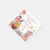 3人お洒落女の子のお茶誕生日 スタンダードカクテルナプキン (角)