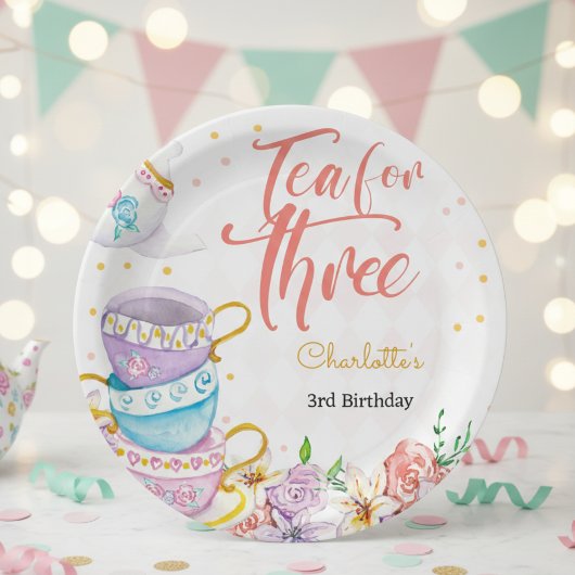 3人でお茶を、3回目のお茶の誕生日 ペーパープレート