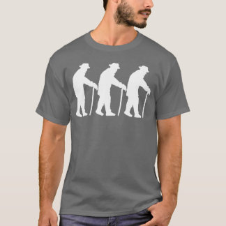 3人のおじいちゃんがゆっくりと消えていくシルエット 友達と楽しむ Tシャツ
