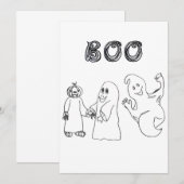 3人のかわいいゴーストのハロウィン・トリックオアトリートのお誘い 招待状 (正面/裏面)