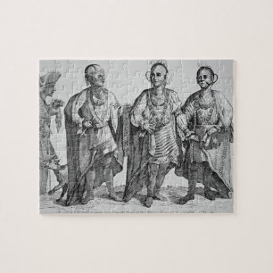 3人のアメリカのチェロキー責任者1762年(版木、銅版、版画) ジグソーパズル