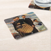 3人のアンパイヤ スクエアペーパーコースター (アングル)