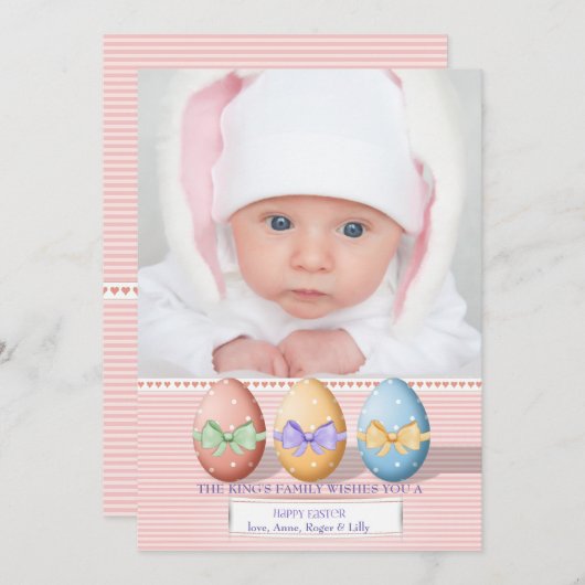 3人のイースターエッグスの写真カード シーズンカード (正面/裏面)