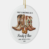 3人のカウボーイ・キープサケの家族としてクリスマス1回目 セラミックオーナメント (右)