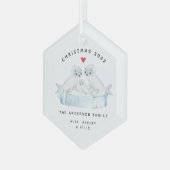 3人のクリスマスシール一家 ガラスオーナメント (正面左)