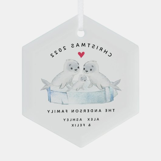 3人のクリスマスシール一家 ガラスオーナメント (裏面)