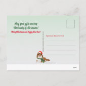 3人のシェットランド・ シープドッグが贈り物、緑、クリスマス シーズンポストカード (裏面)