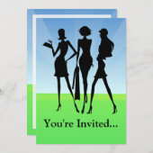 3人のショッピング·ウーマン·フレンド 招待状 (正面/裏面)