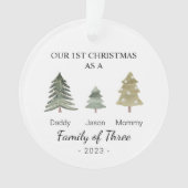 3人のバビーパーソナライズされたズ初めてのクリスマス オーナメント (正面)