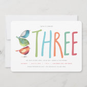 3人のバーディーの三番目の誕生日パーティーの招待 招待状 (正面)