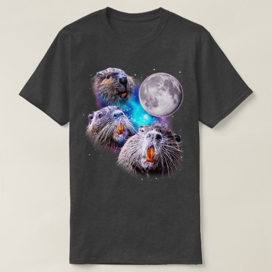 3人のビーバーが月で吠える Tシャツ (デザイン正面)