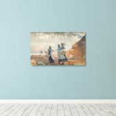 3人のフィッシャーガール（ノーサンバーランド・タイネマス） キャンバスプリント (インサイチュ (ウッドフロア))