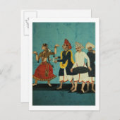 3人のミュージシャンと1人の踊り、タンジョレ、タミル ポストカード (正面/裏面)