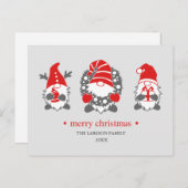 3人のユーモアあふれる小人｜クリスマスの休暇 シーズンポストカード (正面/裏面)