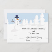 3人のラブラドールと雪だるまのクリスマス シーズンカード (裏面)