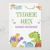 3人のレックスキッズイラストレーション3rd誕生日パーティー 招待状 (正面/裏面)