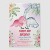 3人のレックスキッズ恐竜3回目の誕生日パーティー ベラム紙招待状 (正面)