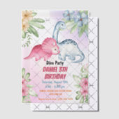 3人のレックスキッズ恐竜3回目の誕生日パーティー ベラム紙招待状 (オフセット (招待状))