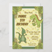 3人のレックスキッズ恐竜3回目の誕生日パーティー 招待状 (正面)