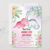 3人のレックスキッズ恐竜3回目の誕生日パーティー 招待状 (正面)