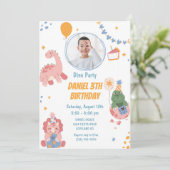 3人のレックスキッズ恐竜3回目の誕生日パーティー 招待状 (スタンド正面)