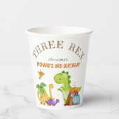 3人のレックスキッズ恐竜3回目の誕生日パーティー 紙コップ (正面)