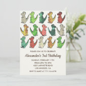 3人のレックス誕生日の招待3 子供へ日 招待状 (スタンド正面)