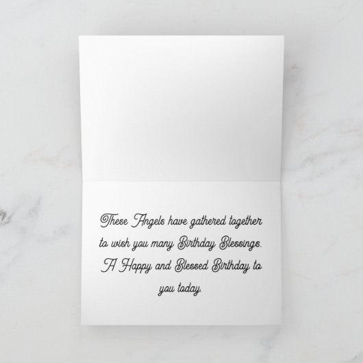 3人のヴィンテージエンジェル誕生日グリーティングカード カード (内部)