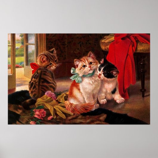 3人のヴィンテージキッテンのポスター ポスター (正面)