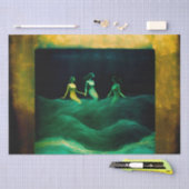 3人の人魚が黄金の枠に収まる 薄葉紙 (クラフト)