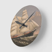 3人の兄弟の船 ラウンド壁時計 (傾斜)