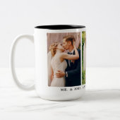 3人の写真の新郎新婦の大結婚柄な人 ツートーンマグカップ (左)