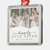 3人の写真ハートがめでたく後に メタルオーナメント (左)