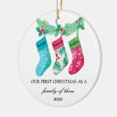 3人の初めてのクリスマス セラミックオーナメント (左)