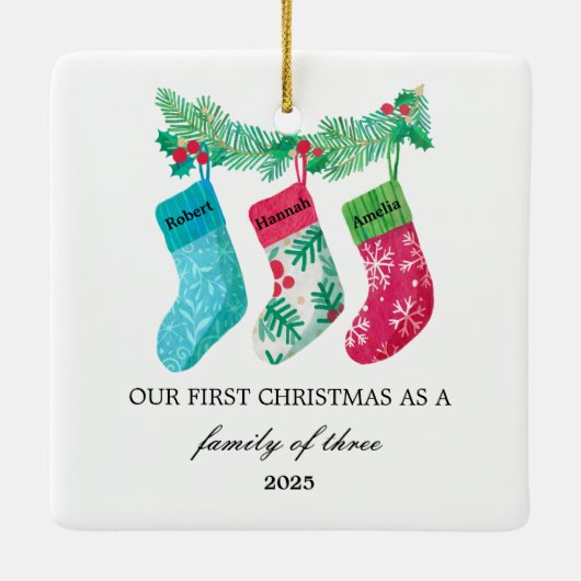 3人の初めてのクリスマス セラミックオーナメント (裏面)