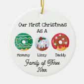 3人の初めてのクリスマス セラミックオーナメント (正面)