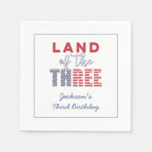 3人の土地だ!全米3歳の誕生日パーティー スタンダードカクテルナプキン (正面)