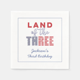 3人の土地だ！全米3歳の誕生日パーティー スタンダードカクテルナプキン