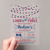 3人の土地だ!7月3日の4日パーティー アクリル招待状 (インサイチュ (ポータブル))