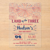 3人の土地だ!7月3日の4日パーティー アクリル招待状 (正面)